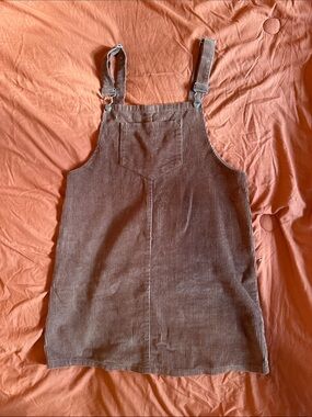 Corduroy Overall Dress in Brown Medium